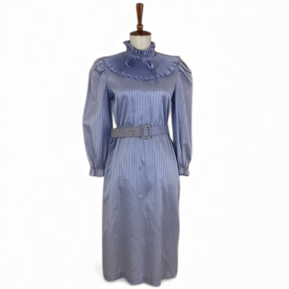 Vintage 70s 80s‎ Smocked Bin Long Sleeve Midi Dress